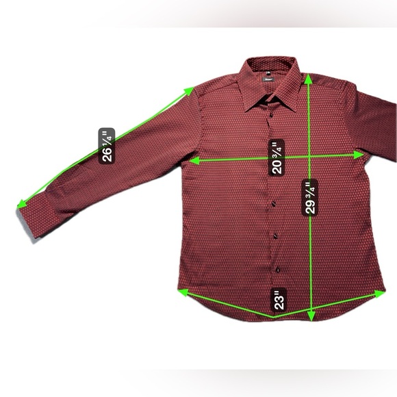 ZOD! Men’s Red Geometric Shirt Size L Slim Fit Button-Up – Unique Boutique Find - Picture 3 of 6